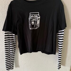 Hot Topic Black and White Goth Milk Crop Top